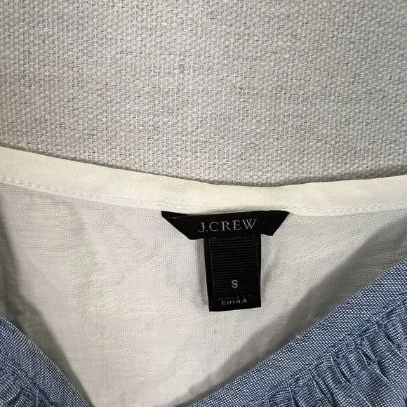 J. Crew Ruffle Top Blue Pleated Tiered Summer Size Small - Picture 4 of 9